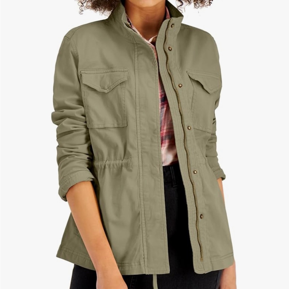 Style & Co. Olive Green Utility Jacket Coat